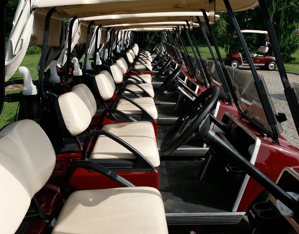 A commercial golf cart fleet