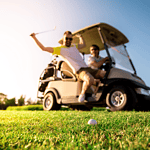 A reckless golf cart passenger